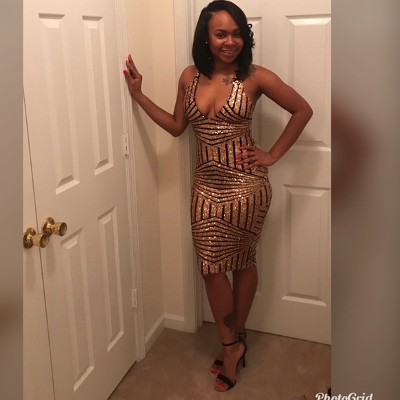 Gold Sequence Dress- Worn once - Picture 1 of 3